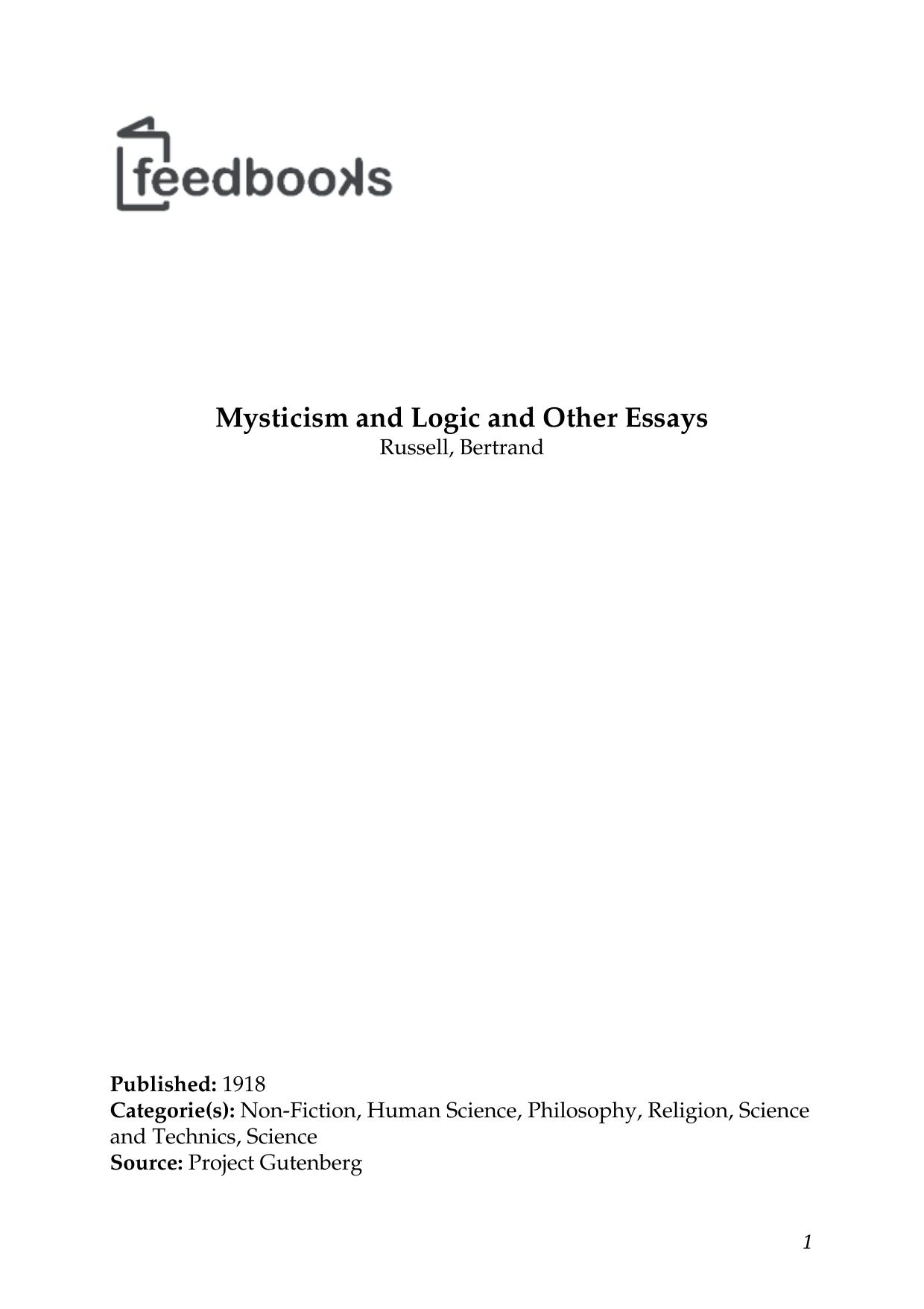 Mysticismand Logicand Other Essays